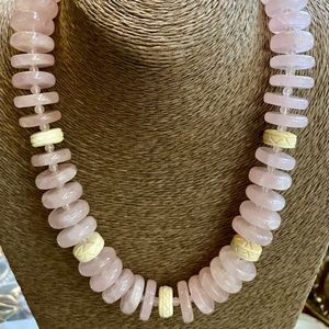 vintage large rose quartz roundels beads sterling silver